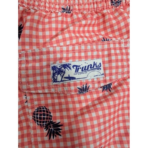 Trunks men's size large red gingham pineapple swim trunks vacation, beach J4 - Picture 5 of 7